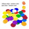 100pcs 19mm Plastic Chips with Dice DIY Tokens Color Transparent Board Game Coins Bingo Accessories Teaching Game Coins TMZ