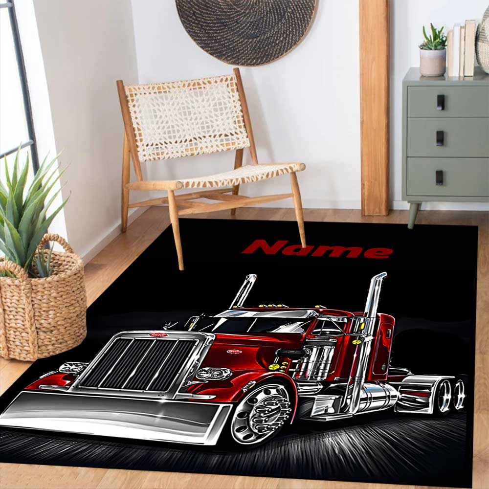 Truck Racing1 Customize your name rug, office chair cushion, home bedroom living room gift.