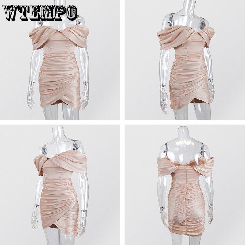 WTEMPO Off Shoulder Backless White Black Dresses Women Summer Pink Strapless Bodycon Night Club Party Mini Dress