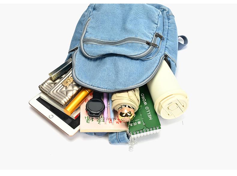 2026 Korean Artistic Denim Harajuku Backpack: Lightweight Casual Bag for Students and Shopping