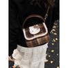 Vintage Hello Kitty Pattern Pu Crossbody Bag With Padded Straps For Men And Women