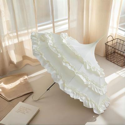 Sombrilla Princesa Pagoda de Encaje Lolita - Elegante Paraguas de Boda con Mango Largo, Sombrilla Diosa, Lindo Diseño Lolita, Protección Solar.