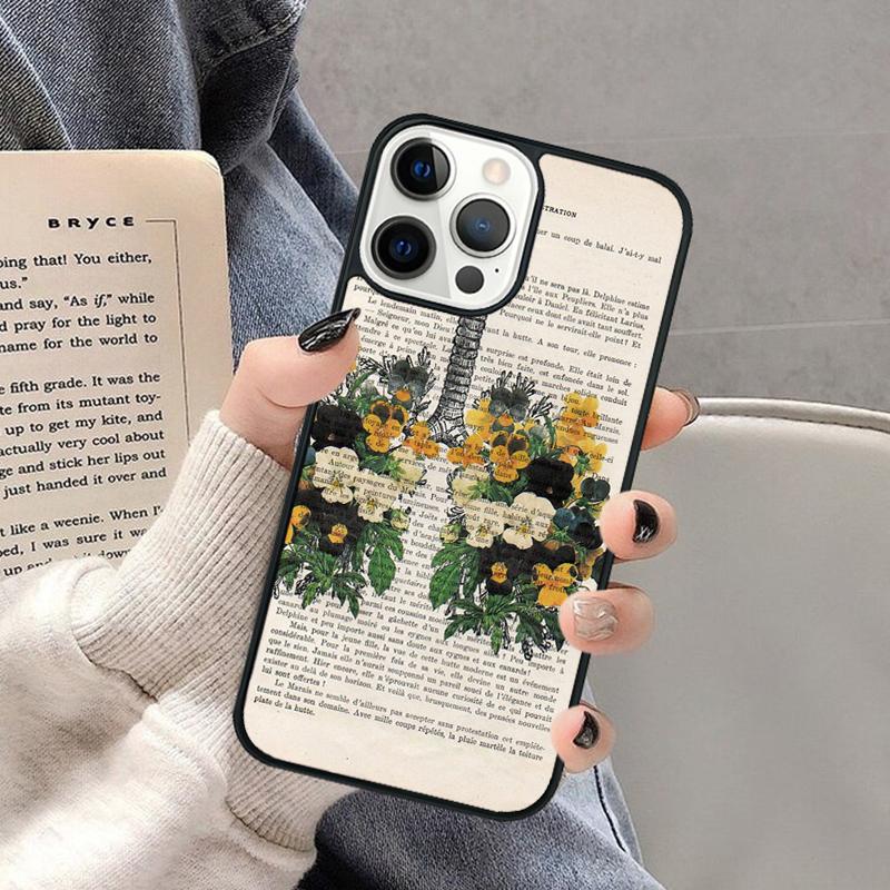 Vintage Anatomy Heart Brain Nurse Phone Case for iPhone 17 Air 16 16e 15 Plus for Apple 13 11 12 14 Pro Max Cover coque