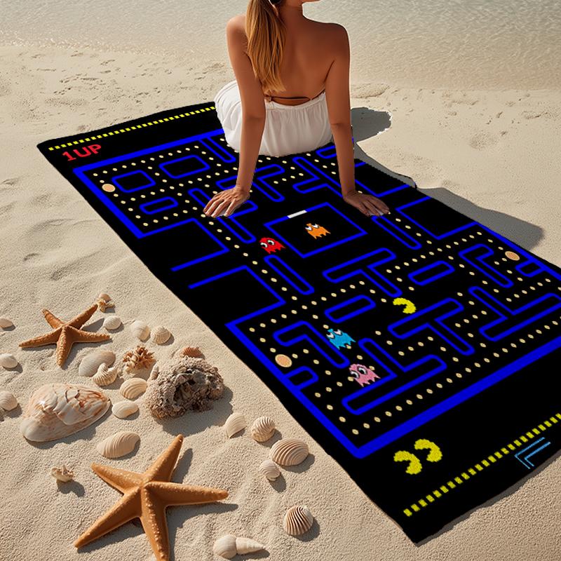 Pac game Adventure Beach Towel, Super Soft Microfiber, Gift for Her/Him, Birthday, for Pool, Beach, Travel, Home Decor Fan gifts