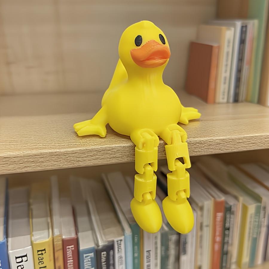 3D Printed Yellow Duck Statue, Flexible Sitting Posture Funny Duck Ornament Halloween, Christmas Home/office Decoration Ornament