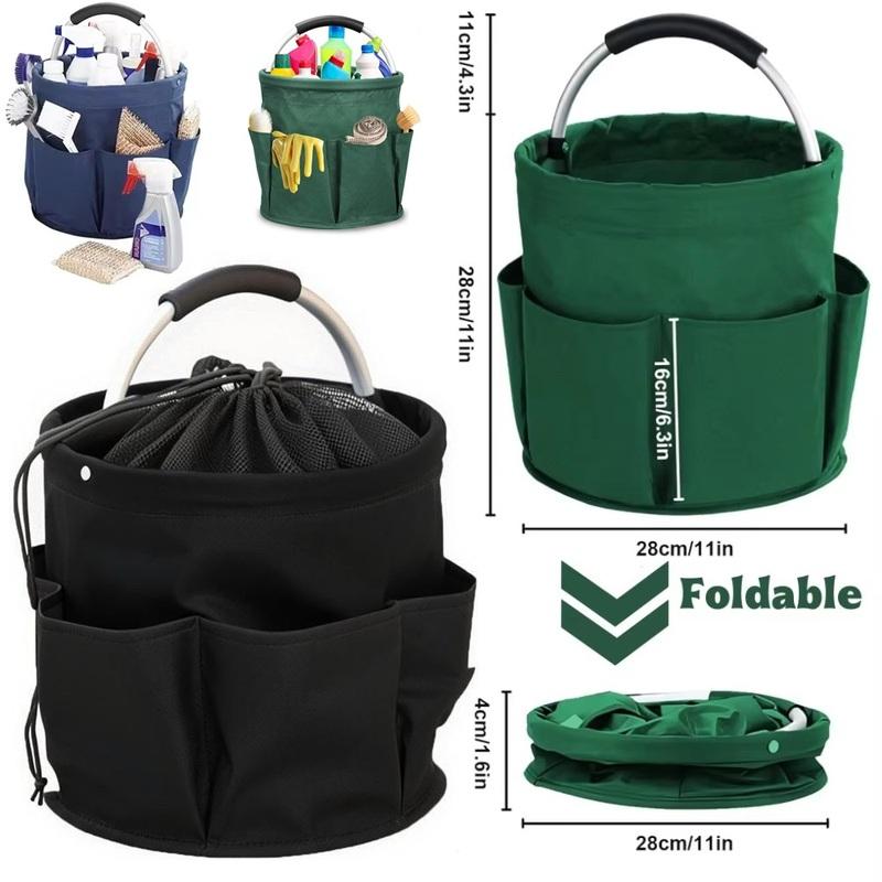 Nova Cesta Dobrável de Armazenamento de Grande Capacidade 17L para Lavagem de Carros, Sacola de Piquenique, Jardim, Praia com Alça Externa, Bolsa Organizadora de Limpeza