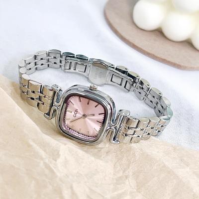 Women'S Simple High-Value Small Square Steel Belt Watch Niche High-End Dopamine Quartz Watch