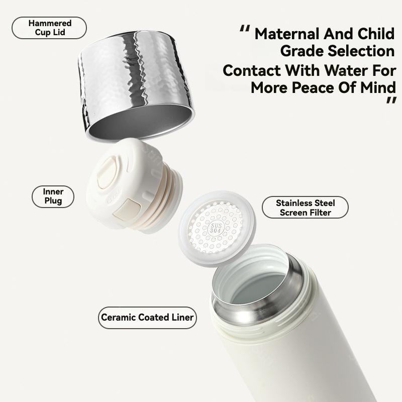 Stainless Steel Ceramic Liner Vacuum Tea Tumbler 500ml Dual Drinking Modes Leakproof Thermal Flask for Hot Cold Drinks Portable