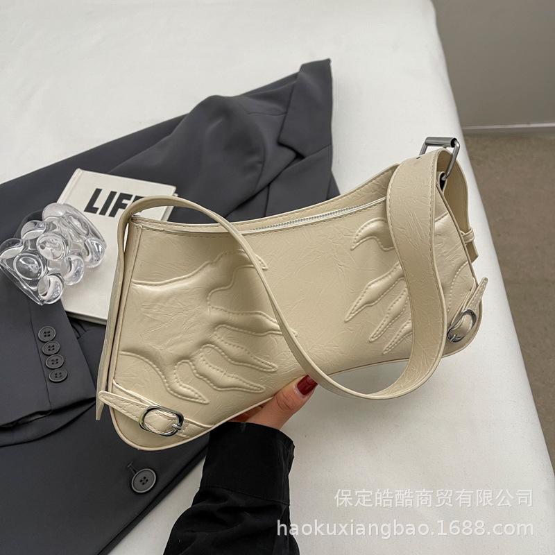 2025 Solid Color PU Trendy Personality Daily Commuter Small Bag Simple Women's Bag Shoulder Bag Handbag Ins Spring and Autumn