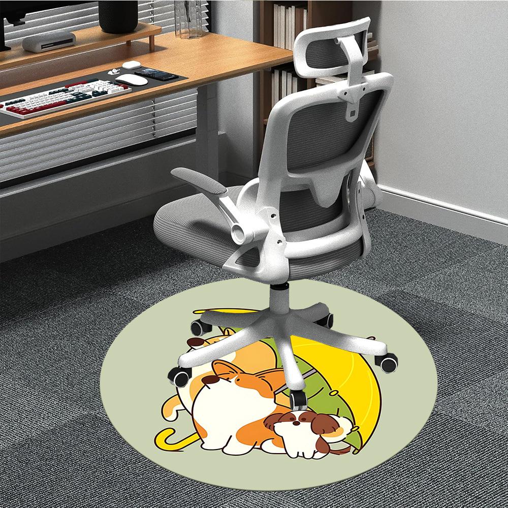 1pc Umbrella Dogs Office Round Area Rug, Under Office Chairs Bedroom Living Room Home Decor, Room Deco