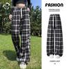 Women's High-Waist Straight-Leg Plaid Pants