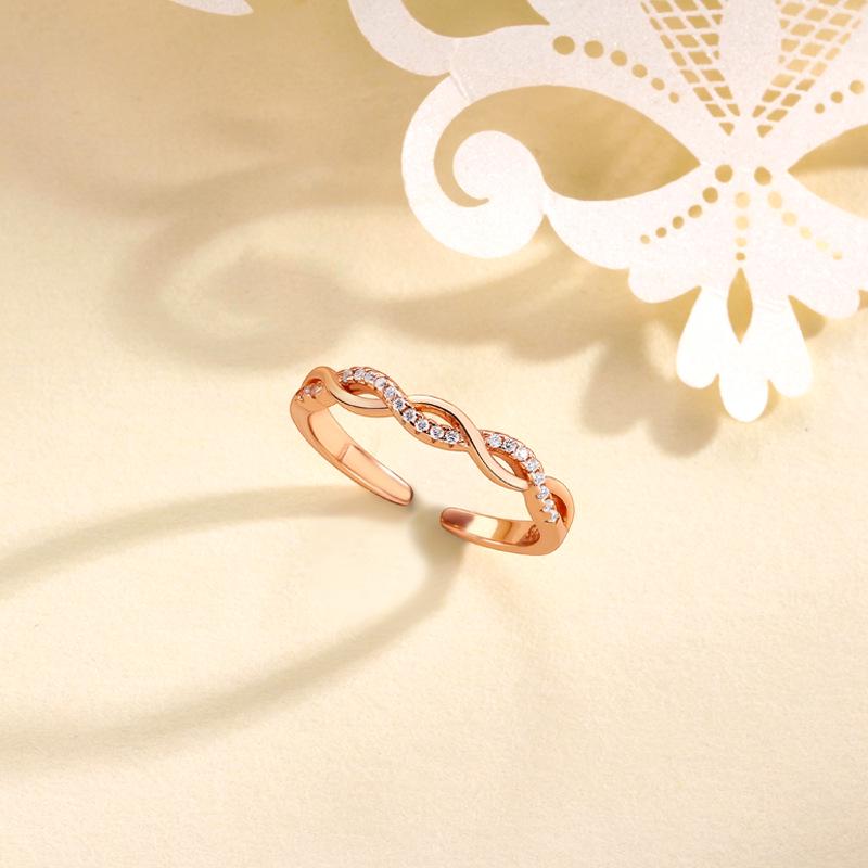 Women s Sterling Silver Wave Cross Twist Open Ring Adjustable Open