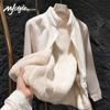 MJ STYLE Women's Fleece-Lined Thermal Stand-Collar Jacket