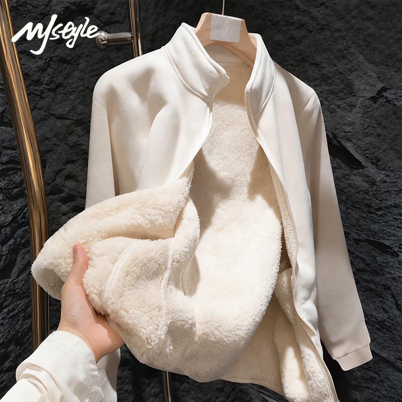 MJ STYLE Women's Fleece-Lined Thermal Stand-Collar Jacket