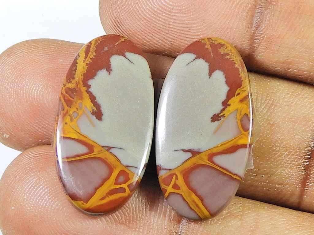 24Cts. Natural Noreena Jasper (13mm X 25mm Each) Oval Cabochon Match Pair SK-2718