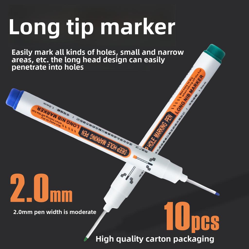 Deep-hole long-nose marker pen, building oil-based pen, carpentry marking pen, tile long-nose quick-drying marker pen