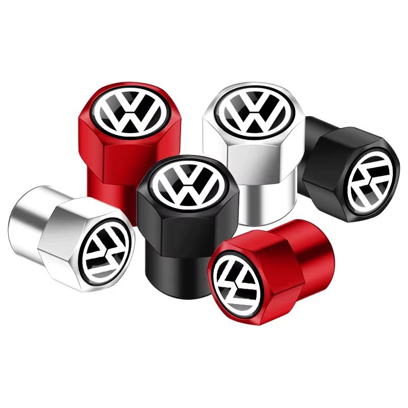 Hub Caps Tire Valve Stem Cap+Keychain Set Dustproof And Practical For Volkswagen GOLF Polo Tiguan VW GTI PASSAT RL7BD4