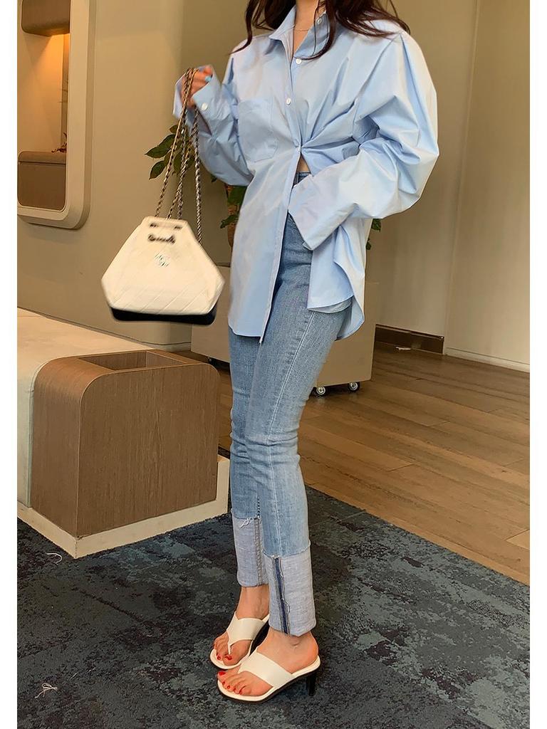 Korean Chic Stylish Women's Loose-Fit Shirt - Spring/Autumn Trendy BF Lazy Style