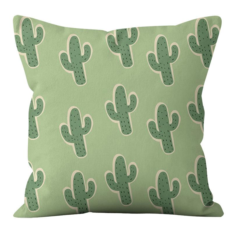 Small Clear Green Geometric Flower Print Pillowcase Short Velvet Cushion Living Room Sofa Pillowcase