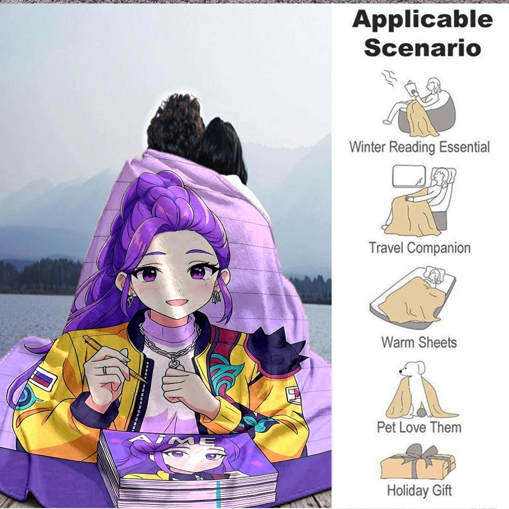 1PC Huntrix, K pop Blanket Lightweight Flannel Throw Blanket for Sofa, Bed, Travel, Camping, Livingroom, Office, Couch