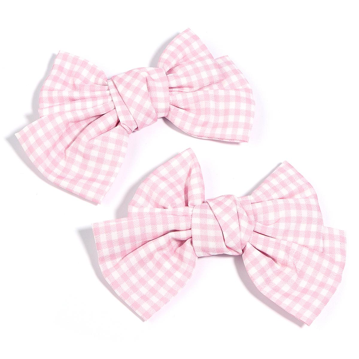 

2Pcs/lot Sweet Plaid Fabric Bow Fashion Design Colorful Bows for Sewing Hairpin Headband Hair Accessories Gift Clothing Supplies рожевий