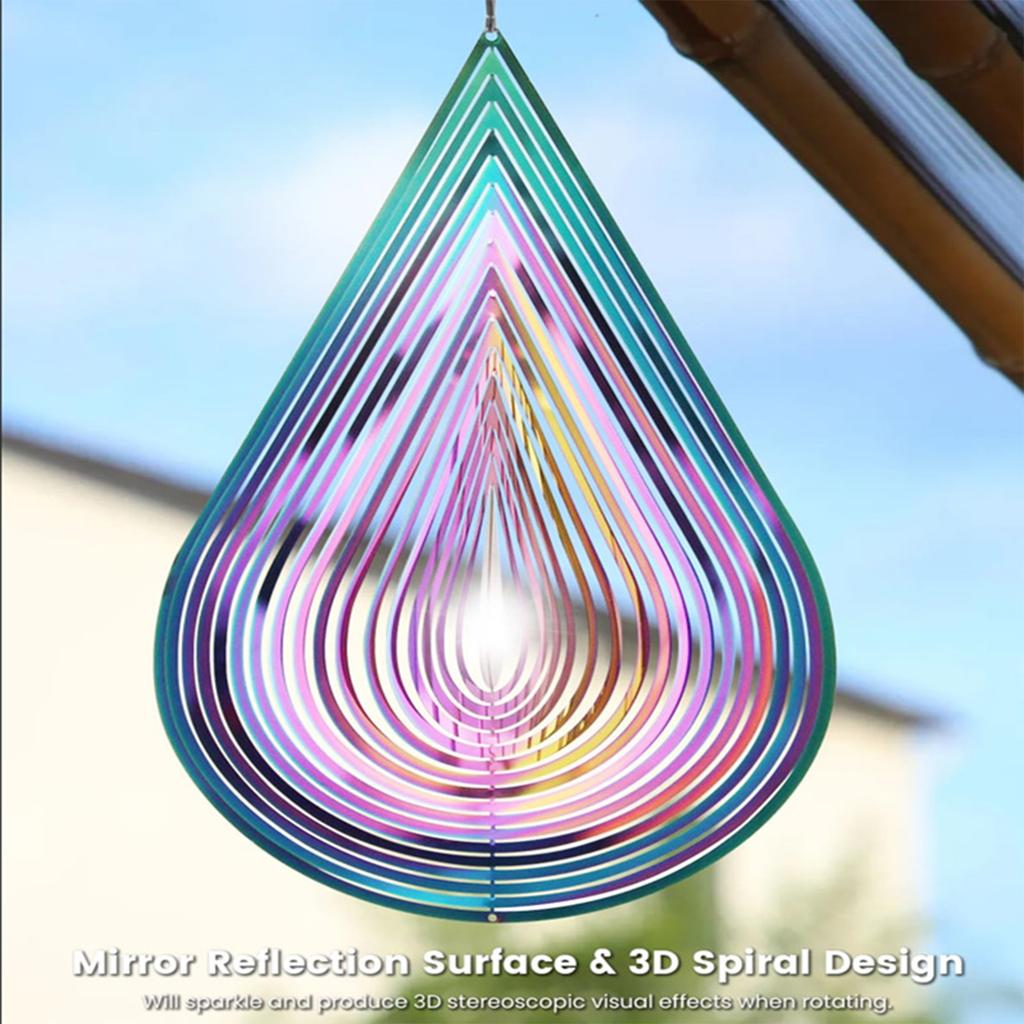 Metal 3D Three Dimensional Wind Chime Wind Rotating Water Drop Decorative Wind Chime Pendant