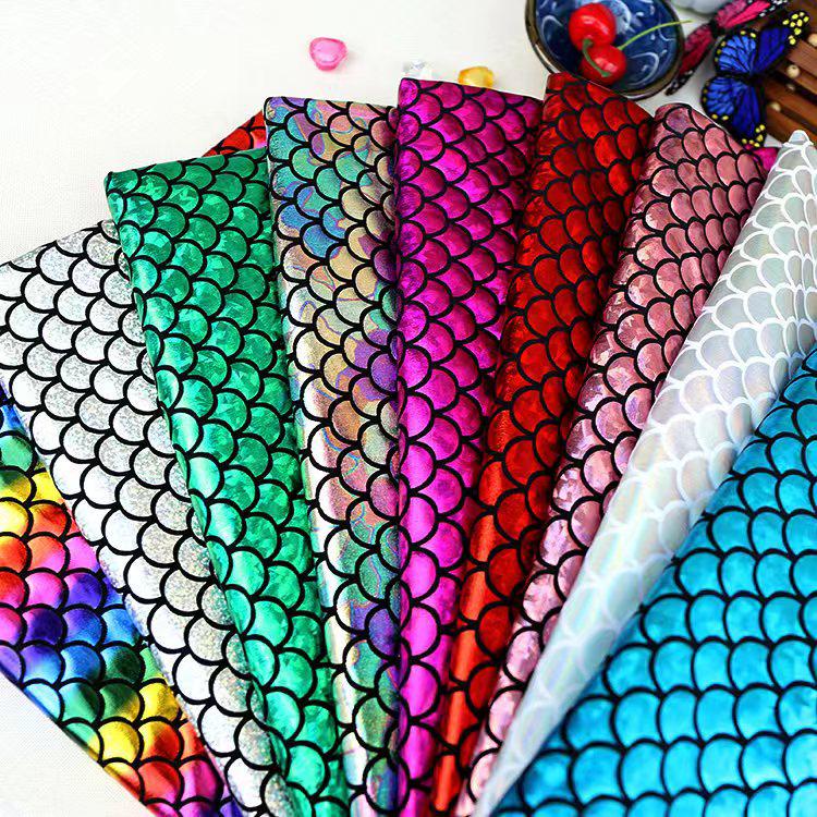 Iridescent Mermaid Fabric: Fish Scale, Laser, Stretch, Ideal for Costumes & Stage Decor