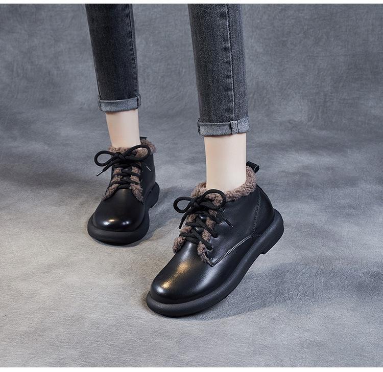 

Warm cotton boots women s flat short boots winter new velvet Martin boots snow boots 35 чорний