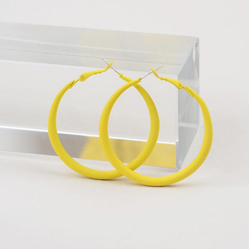 Fashion New Women's Hoop Earrings Red Pink Blue Green Smooth Loop Earrings for Female Exaggerated Ear Zircon Unusual Earrings