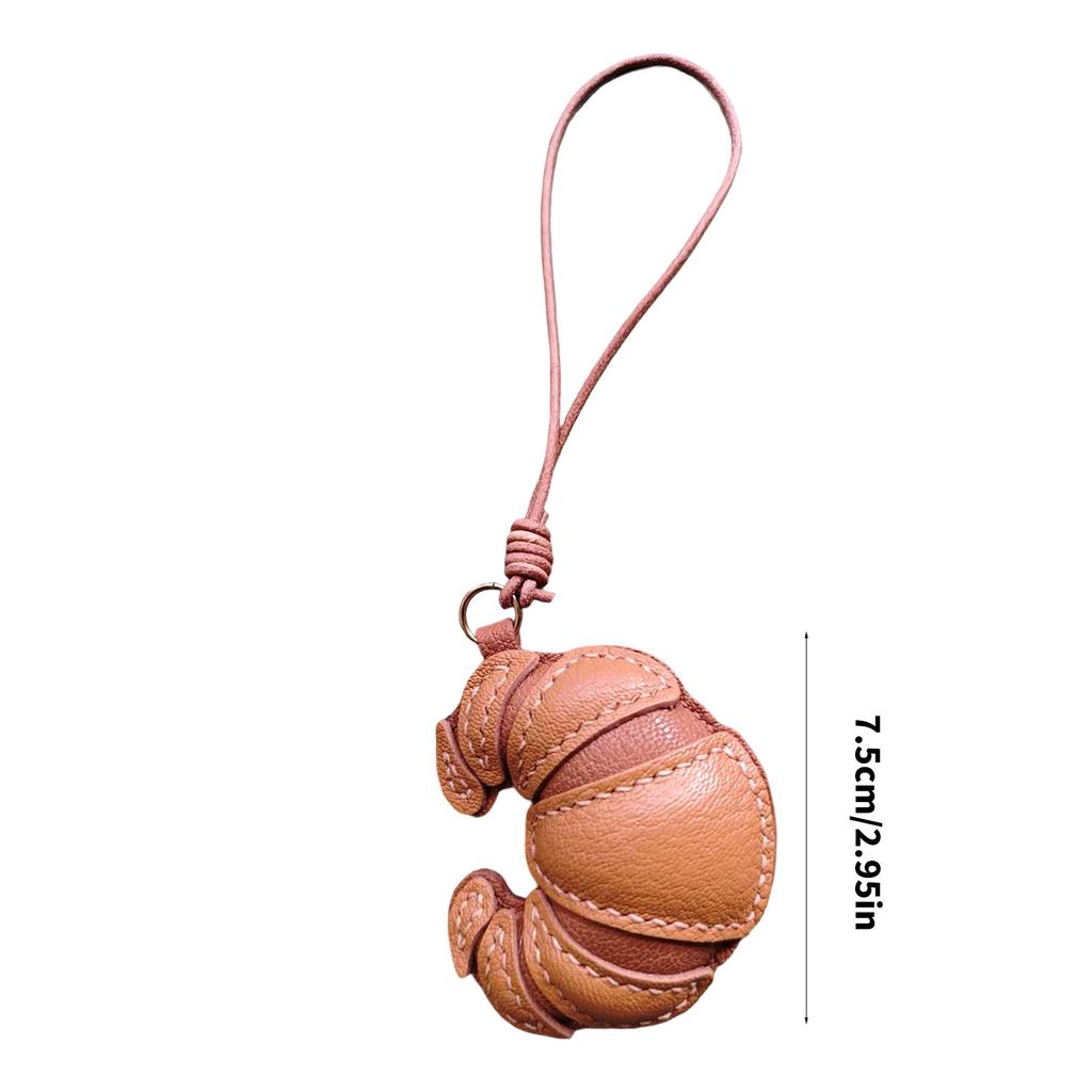 Handmade Leather Croissant Shaped Bag Charm Keychain Accessory for Fashion Enthusiasts Unique Backpack Accessories