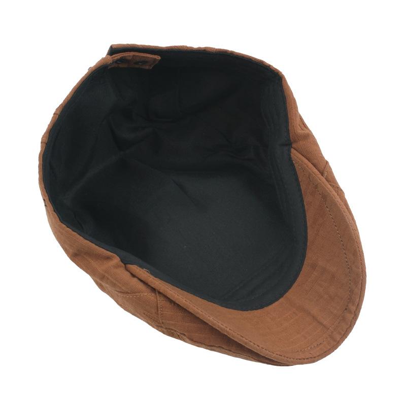 Herbst Einfarbig Herren Plissiert Gestreift Baumwolle Polyester Vorwärtskappe Jugend Britischer Stil Kappe Damen Kurze Krempe Baskenmütze