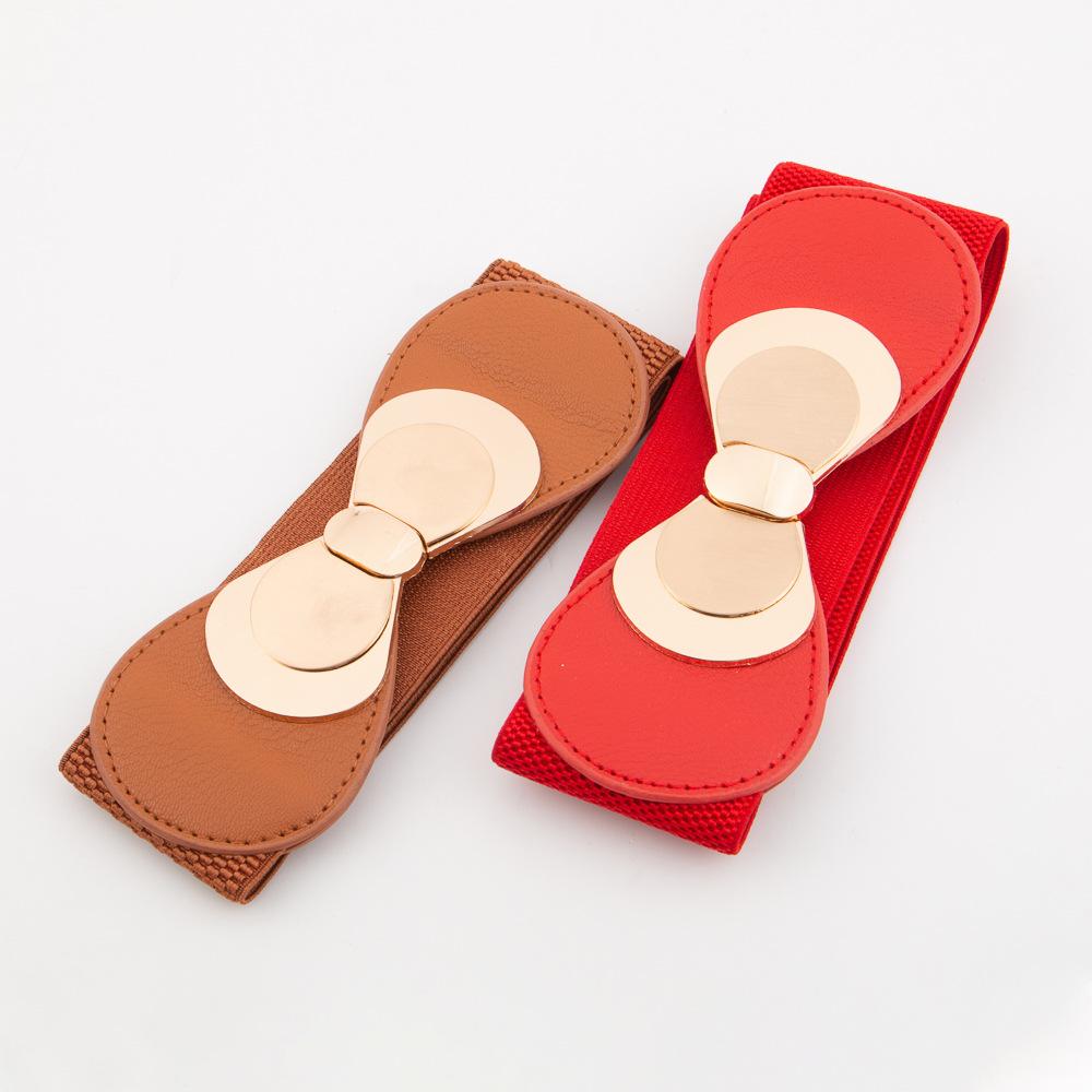 Bow Pair Buckle Elastic Wide Belt Decorative Down Jacket Elastic Waist Seal Slim and Versatile Waist Belt for Women