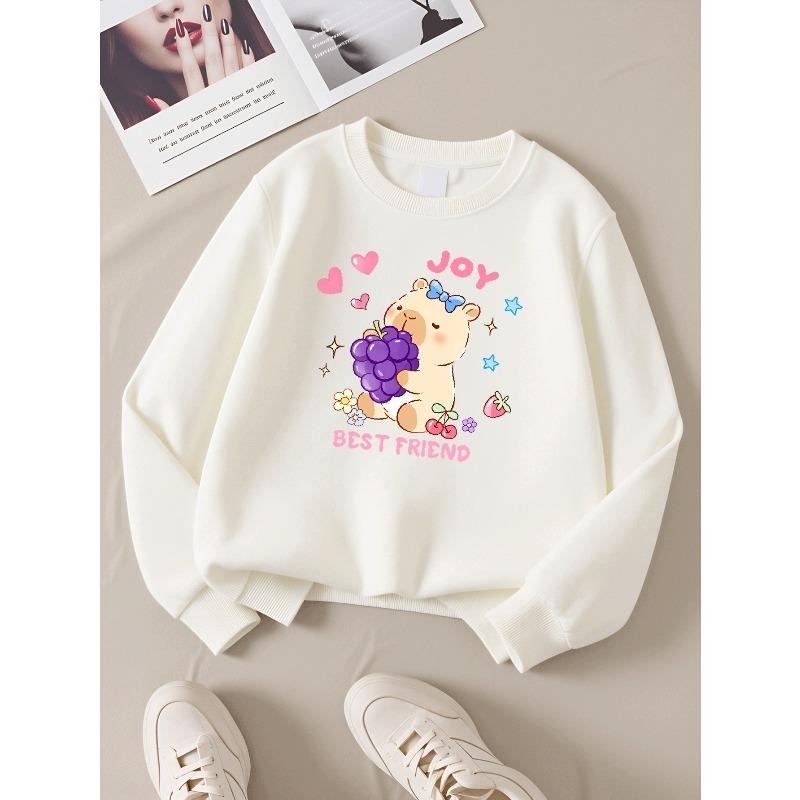 Kids Sweatshirt,Adorable Bear And Grape Design Sweatshirt , Perfect for Autumn And Winter,Soft Cotton Sweatshirt