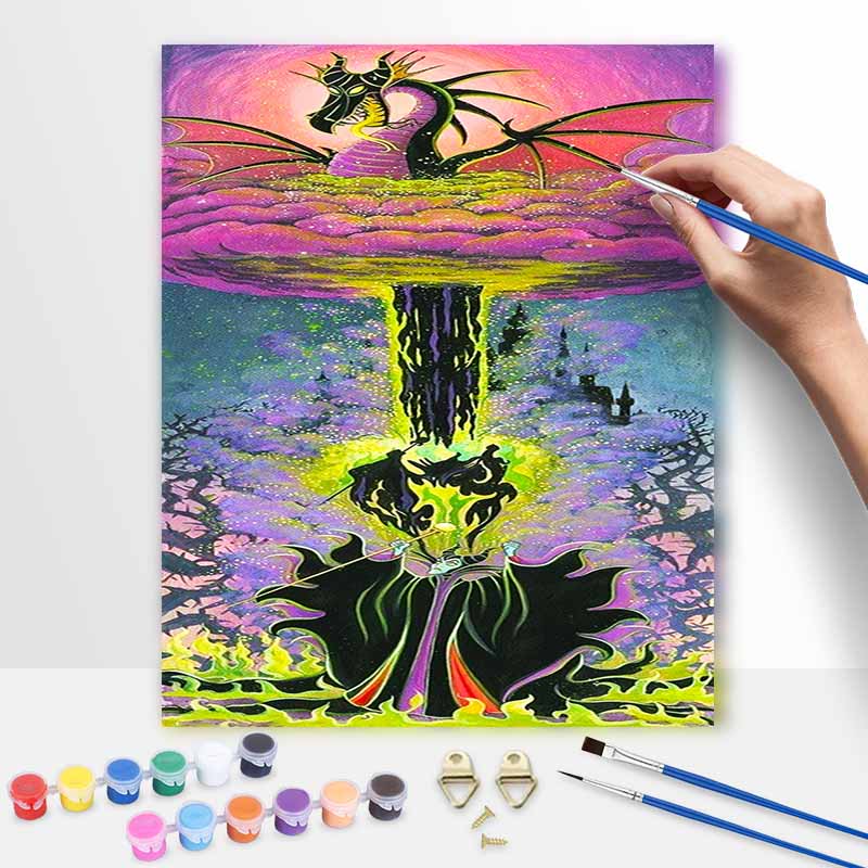 Disney Maleficent Dragon Painting Kit Canvas DIY Home Decor Gift 20x30cm
