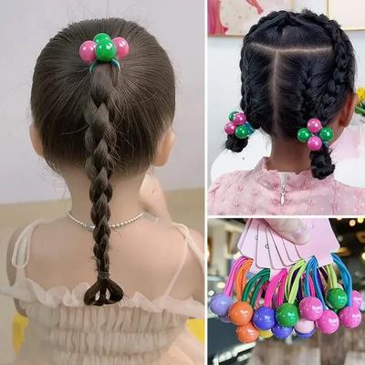 2 Stück Koreanisch Niedlich Bunt Elastizität Haargummis Ringe Seil Scrunchies für Frauen Mädchen Kind Täglich Feiertag Geschenk Haaraccessoires