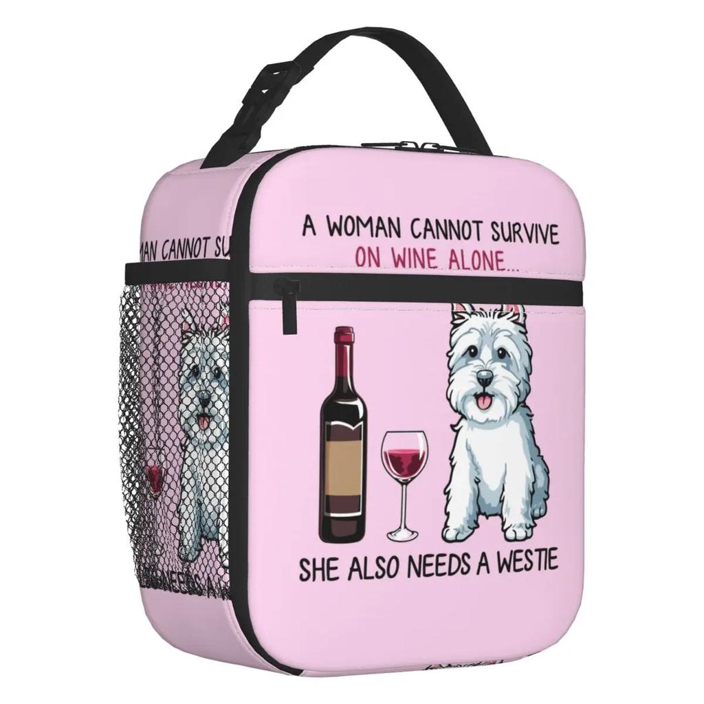 Life Lemons Westie Dog Portable Lunch Boxes Leakproof West Highland White Terrier Cooler Thermal Food Insulated Lunch Bag Kids