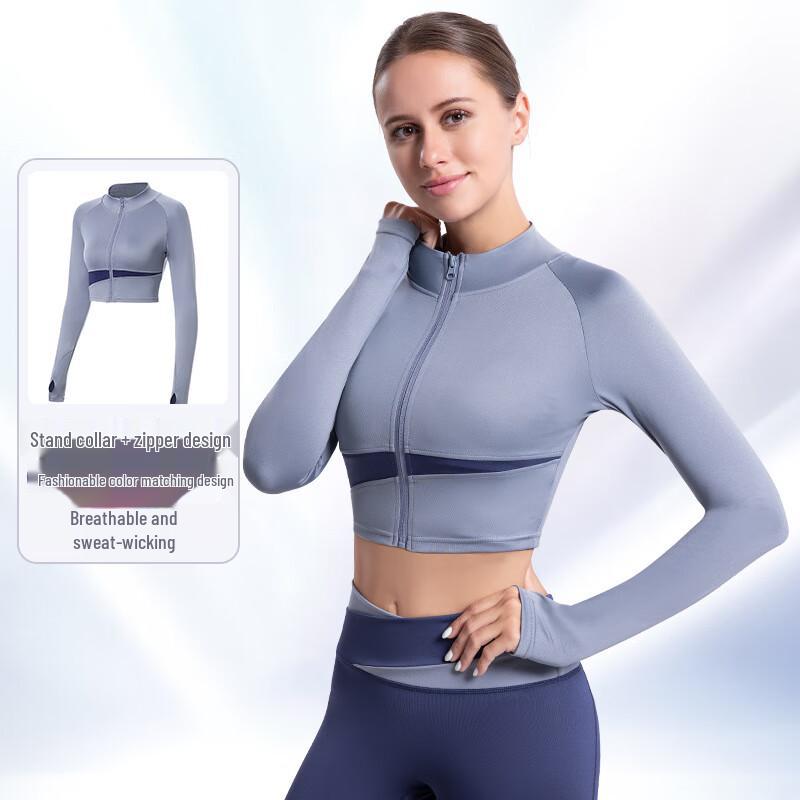 Women's Color Block Crop Sports Yoga Top