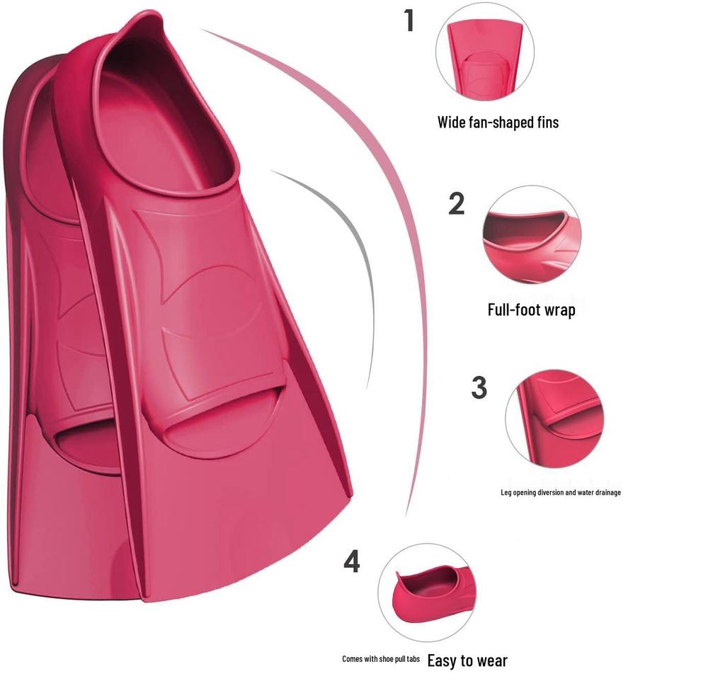 Unisex Silicone Swimming Fins for Freestyle & Breaststroke - Lightweight Short Diving Fins for Adults & Children