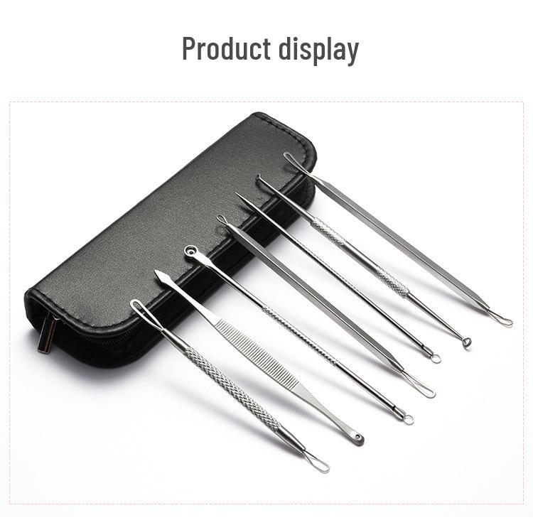 Stainless Steel 7-Piece Blackhead & Pimple Extractor Set with Double-Headed Tools for Acne Removal