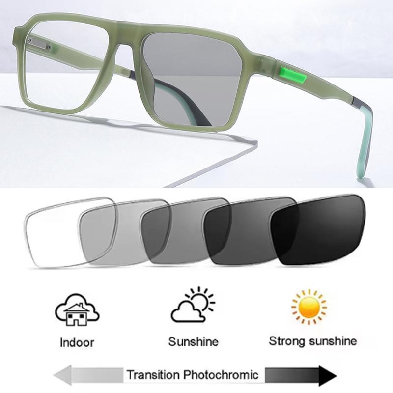 Xiaomi Men Women Square Photochromic Anti Blue Light Myopia Prescription Eyeglasses TR Frame 0.50 to 4.00 Diopters Daily Office 6078