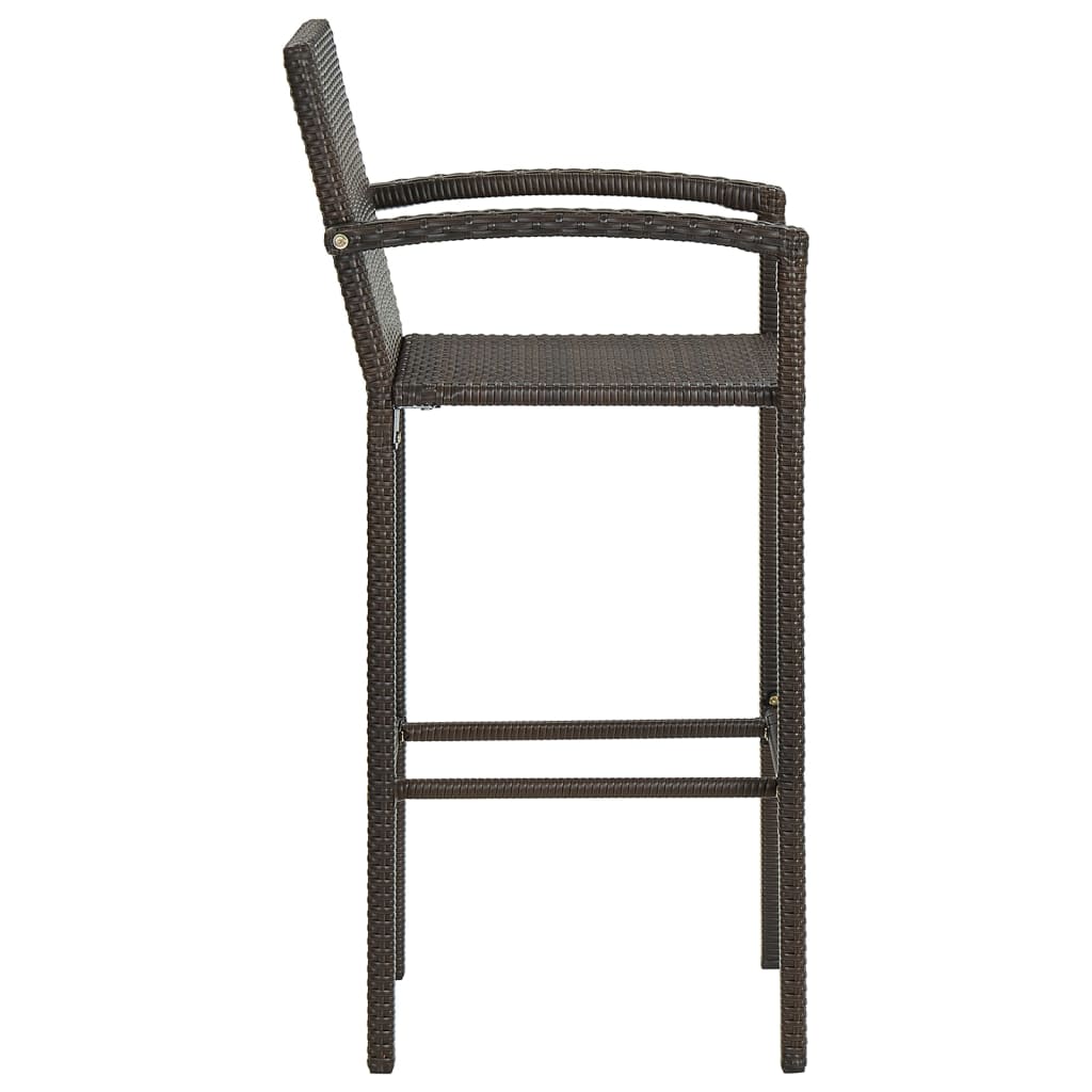 Set 2 Sgabelli da Bar Polyrattan Marrone