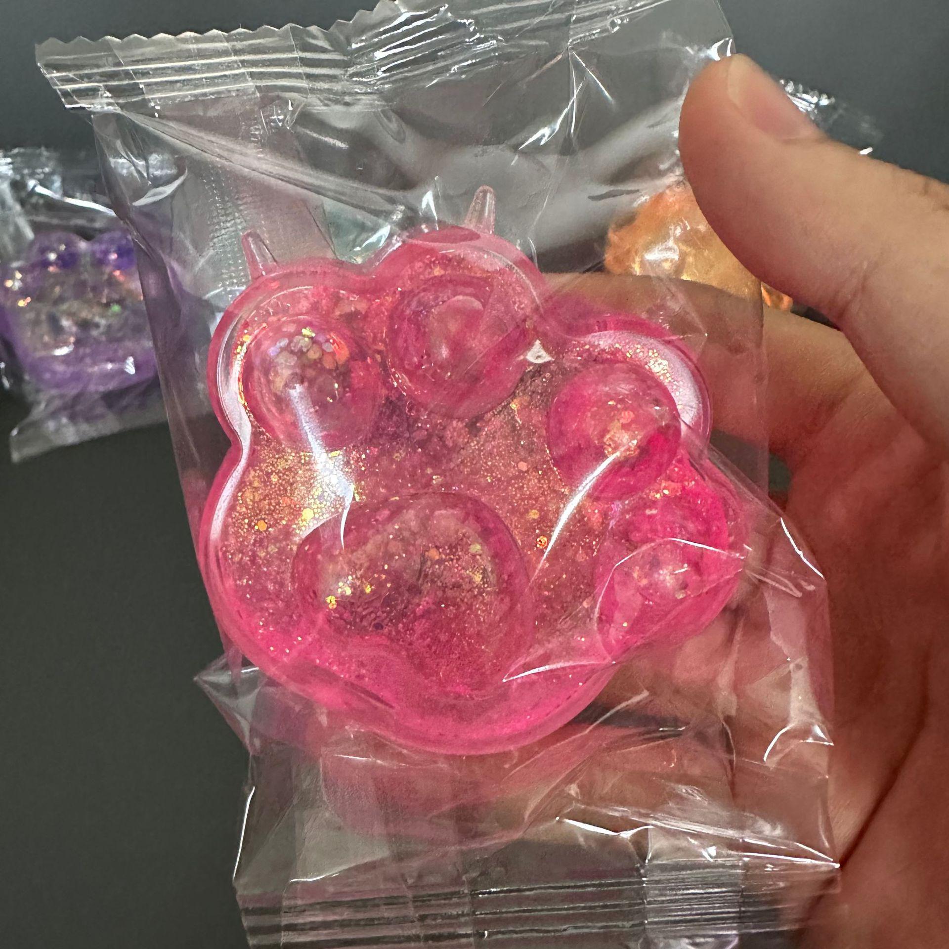 Shiny Gold Cat Paw Stress Relief Candy Toy - Decompression Squeeze Kitten Paw Single Cat Paw (opp bag) розовый