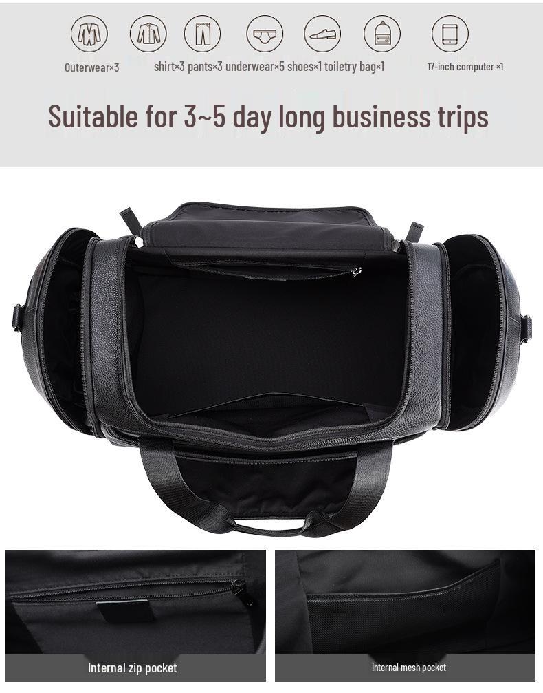 Chao Niu Herren Reisetasche aus echtem Leder mit Schuhfach - Umhänge- Sport- Schultertasche