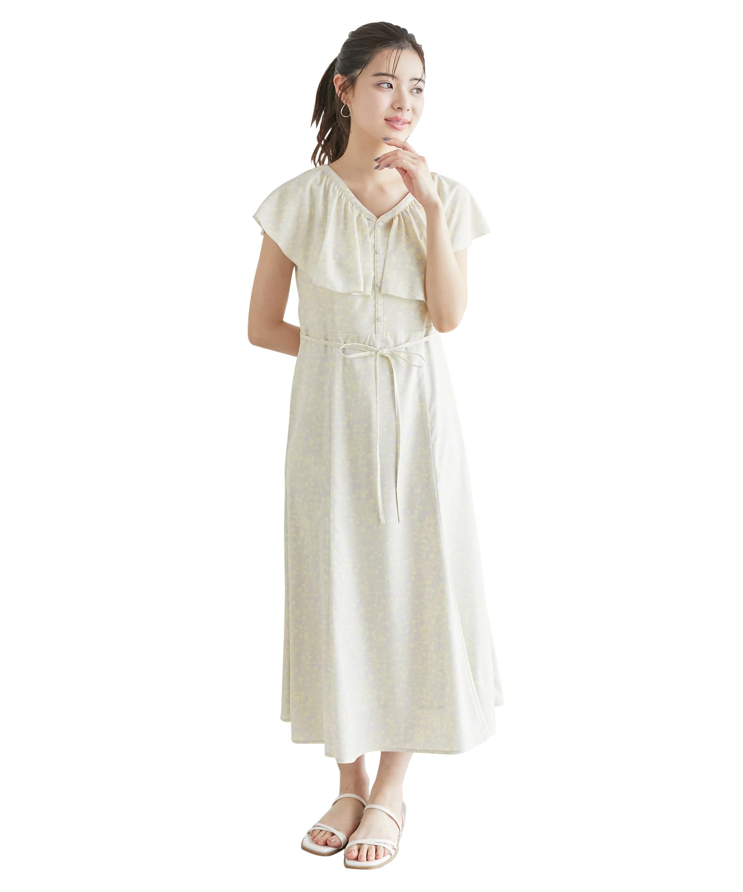 

ROPE PICNIC Flower Print Ruffle Coordinate GDE14120 Cream Sub Women s Dress/Link (84)