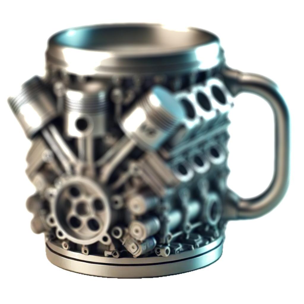 Creative Resin V6 Engine Stainless Steel Mug, 3D Engine Design, Double Wall Insulated Coffee Cup, Unique Gift for Men, 420ML