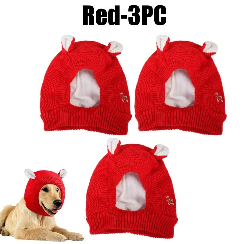 Dog Noise Protection Earmuffs Warm Knitted Winter Hat With Ear Covers Anxiety Relief For Medium Large Breed Canine