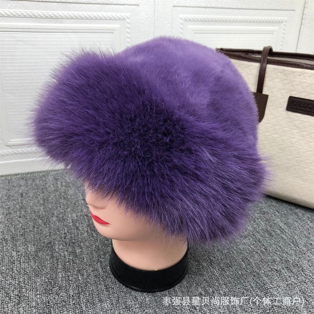 Spot autumn and winter thick plush hat with large brim imitation mink fox fur warm fashion hat for women