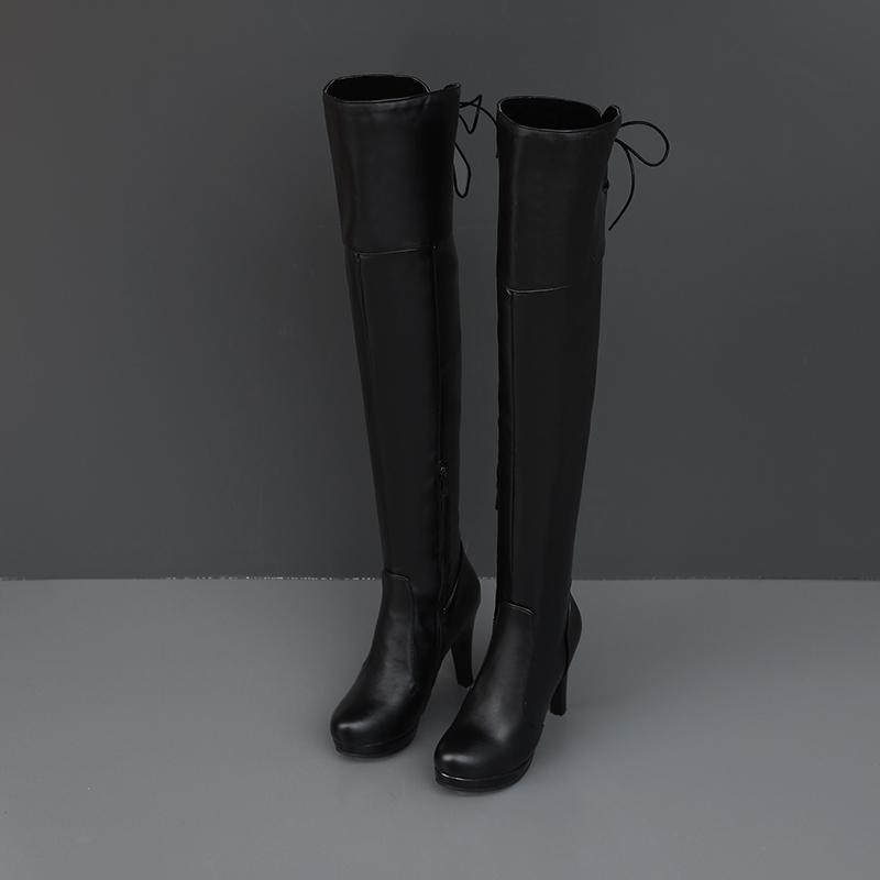 Women's high-heeled boots, sexy European and American style autumn and winter new waterproof table, fine-heeled large-size knee boots