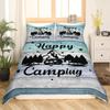Happy Camping Comforter Cover King, Summer Camping Decoration Bedding For Boy Teens Family, Beach Vacation Style Duvet Cover Set