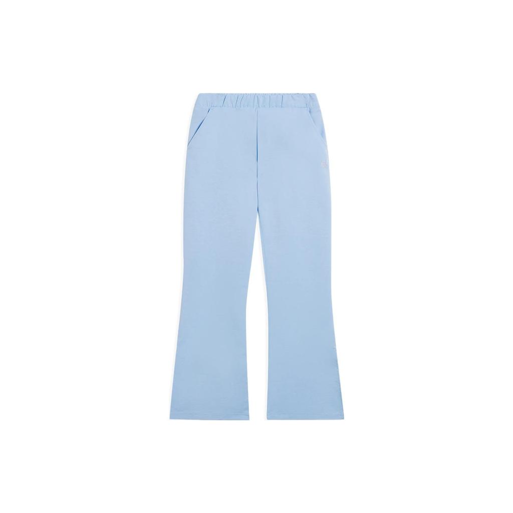 Li Ning X Disney Collaboration Disney Alice Series SS22 Solid Color Casual Flared Knit Sports Pants Women Bottoms Blue AKXS854-1